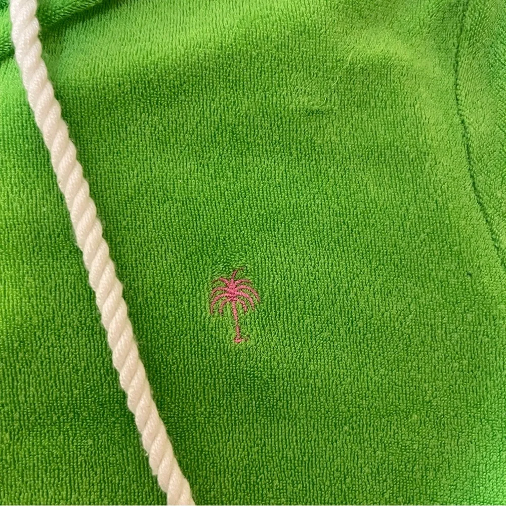 Y2K Lilly Pulitzer Green &‎ Pink Retro Stripe Terry Cloth Hooded Track Jacket XS